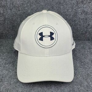 Under Armour Hat Cap Mens Stretch Fit LG XL White Golf Lightweight Performance